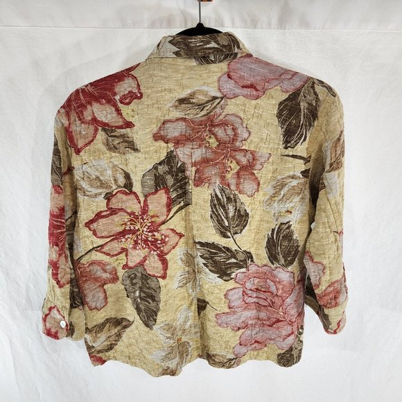 CHICO'S Floral Cardigan/Shirt Multicolor Size 1 (M)  3/4 Sleeves Button Up. - Picture 5 of 16